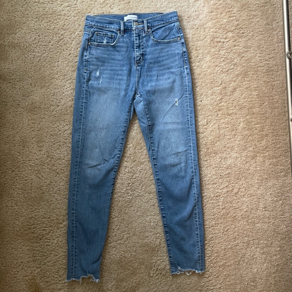 LOFT High-Rise Medium Blue Skinny Jeans